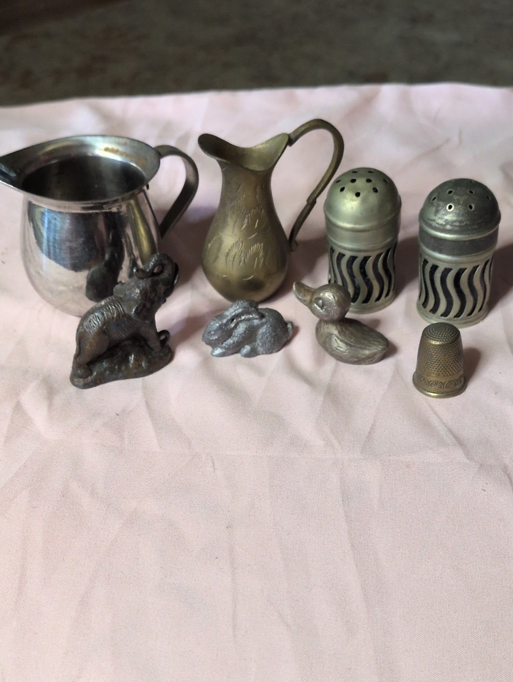 Vintage Metal Miniature Lot - Pewter Brass & Silver Tone Figurines